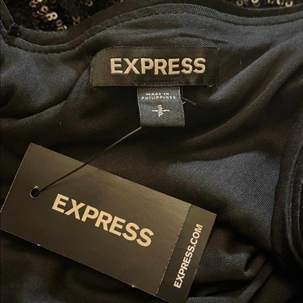 Express Black Sequin Bodysuit with spaghetti straps Size Small - Picture 8 of 13